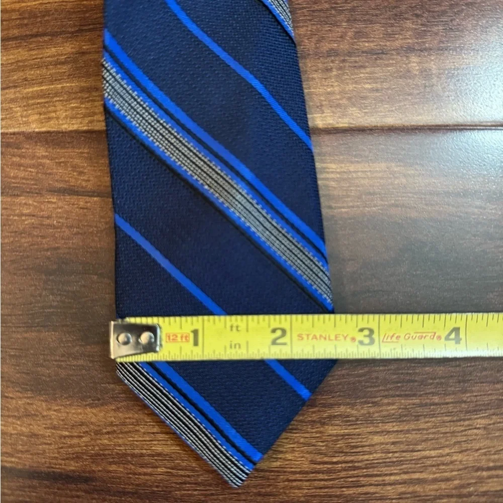 CALVIN KLEIN Blue and Black Striped Tie